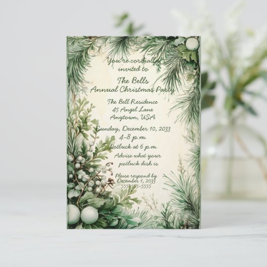 Groene Kerstbloemen Jaarlijks Kerstfeest Kaart (Staand voorkant)