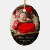 Groene kerstbomen 1st Christmas Birth Stats Foto Keramisch Ornament (Voorkant)