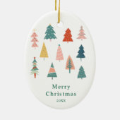 Groene kerstbomen 1st Christmas Birth Stats Foto Keramisch Ornament (Achterkant)