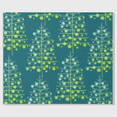 Groene kerstbomen Beladen Ornamenten Blauwgroen Bl Cadeaupapier (Vlak)