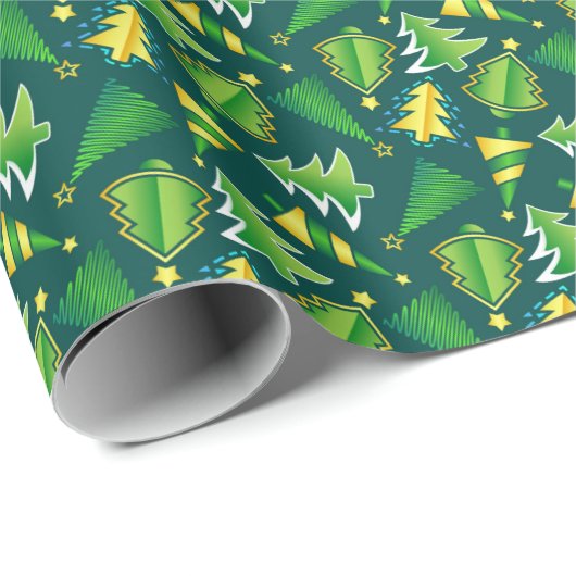 Groene kerstbomen cadeaupapier (Rol Hoek)