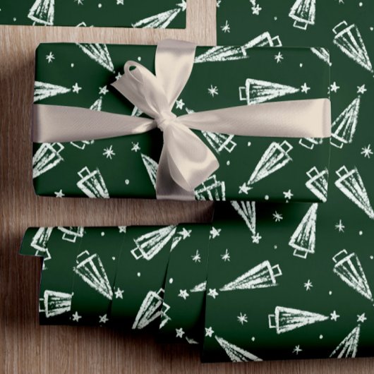 Groene kerstbomen cadeaupapier