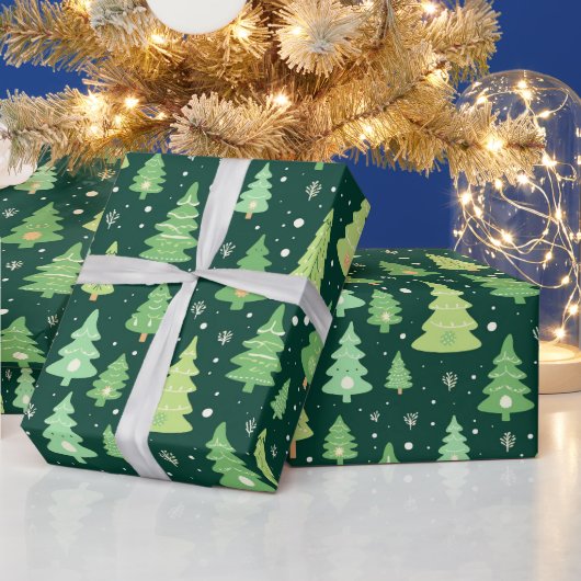 Groene kerstbomen Cadeaupapier (Feestdagen)