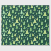 Groene kerstbomen Cadeaupapier (Vlak)