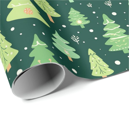 Groene kerstbomen Cadeaupapier (Rol Hoek)