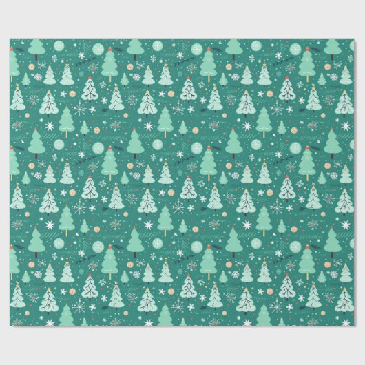 Groene kerstbomen Cadeaupapier (Vlak)