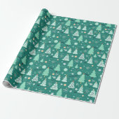 Groene kerstbomen Cadeaupapier (Uitgerold)