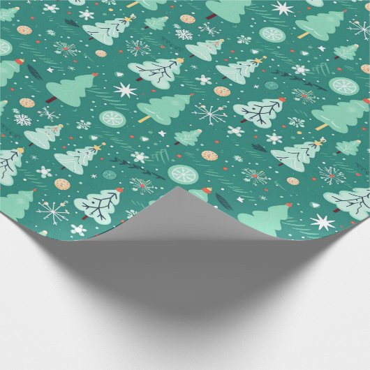 Groene kerstbomen Cadeaupapier (Hoek)