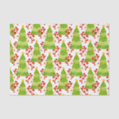 Groene kerstbomen en rode bessen tissuepapier (Voorkant)