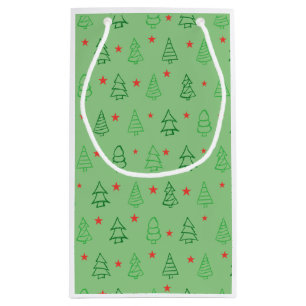 GROENE KERSTBOMEN EN RODE STER DESIGN KLEIN CADEAUZAKJE