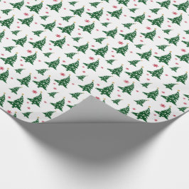 Groene kerstbomen en rood Snowflakes patroon Cadeaupapier