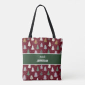 Groene kerstbomen, geplakt Monogram Tote Bag (Achterkant)