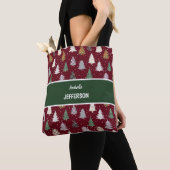 Groene kerstbomen, geplakt Monogram Tote Bag (Dichtbij)