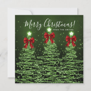 Groene Kerstbomen Groet Rood met Kerstvakantie Feestdagenkaart