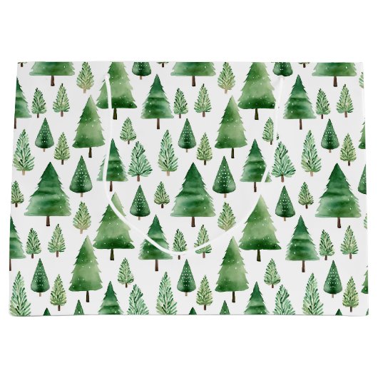 Groene kerstbomen groot cadeauzakje (Voorkant)