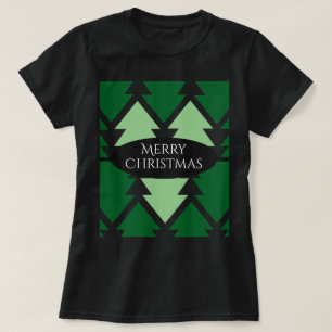 Groene kerstbomen Holiday Black T-shirt