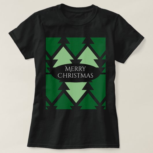 Groene kerstbomen Holiday Black T-shirt (Design voorkant)