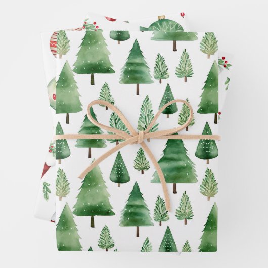 Groene kerstbomen inpakpapier vel (In situ)