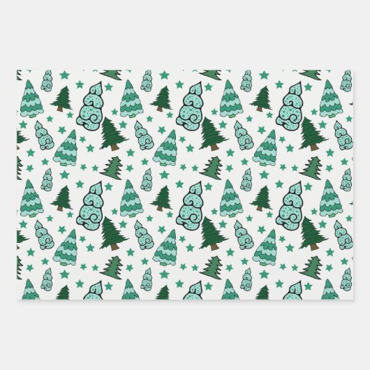 Groene kerstbomen inpakpapier vel (Voorkant 2)