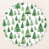 Groene kerstbomen kartonnen onderzetters (Voorkant)