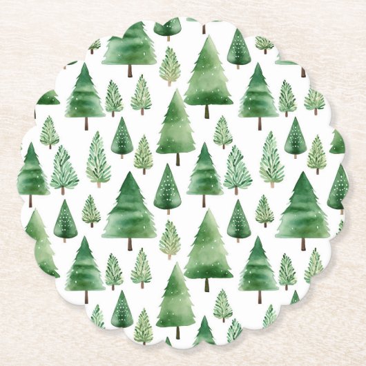 Groene kerstbomen kartonnen onderzetters (Voorkant)
