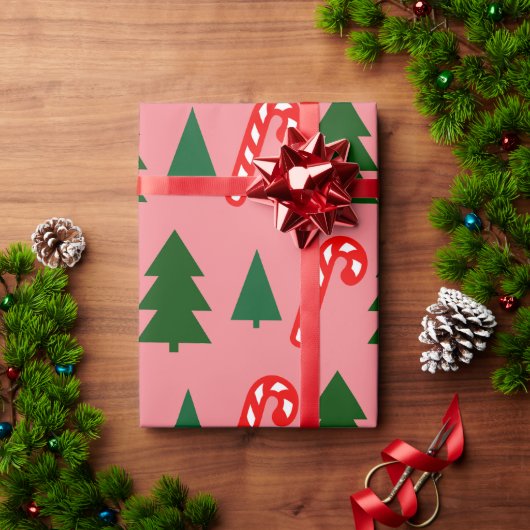 Groene kerstbomen Kerst Sticks Cadeaupapier (Feestdagen Geschenken)