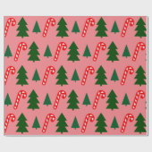 Groene kerstbomen Kerst Sticks Cadeaupapier (Vlak)