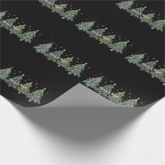 Groene kerstbomen kerstvakantie cadeaupapier (Hoek)