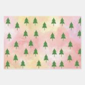 Groene Kerstbomen Kleurrijke Hemel Achtergrond Inpakpapier Vel (Voorkant 2)