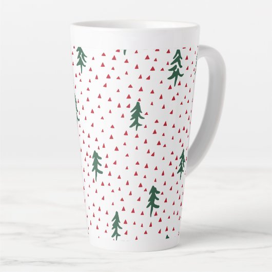 Groene kerstbomen latte mok (Rechterhoek)