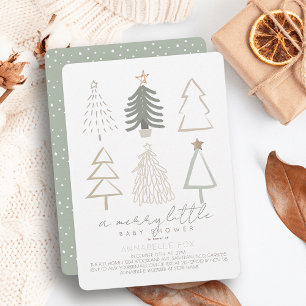 Groene kerstbomen Merry Little Baby shower Kaart