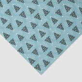 Groene kerstbomen op Blue Swirl Tissuepapier (Detail)