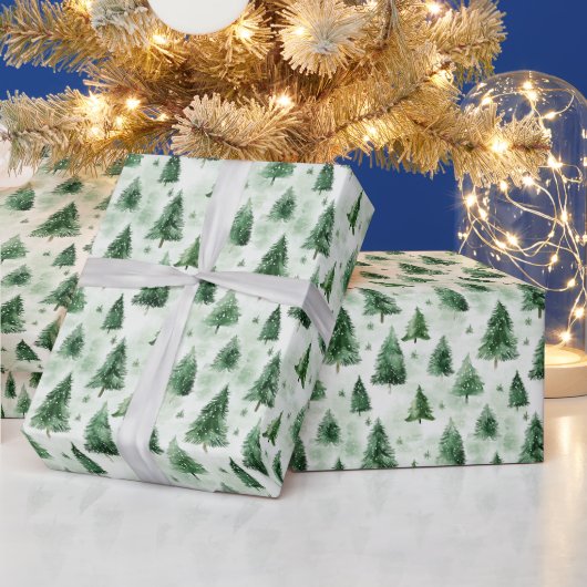 Groene kerstbomen op Bord groen Cadeaupapier (Feestdagen)
