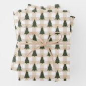 Groene kerstbomen op Cream Pset Inpakpapier Vel (In situ)