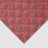 Groene kerstbomen op rode werveling tissuepapier (Detail)