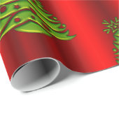 Groene kerstbomen op rood cadeaupapier (Rol Hoek)