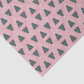 Groene kerstbomen op roze draaikolk  tissuepapier (Detail)