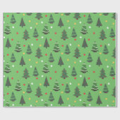 groene kerstbomen Pattern Christmas Cadeaupapier (Vlak)