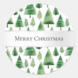 Groene kerstbomen ronde sticker
