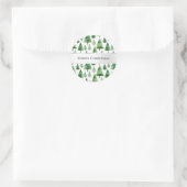 Groene kerstbomen ronde sticker (Tas)