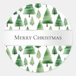 Groene kerstbomen ronde sticker