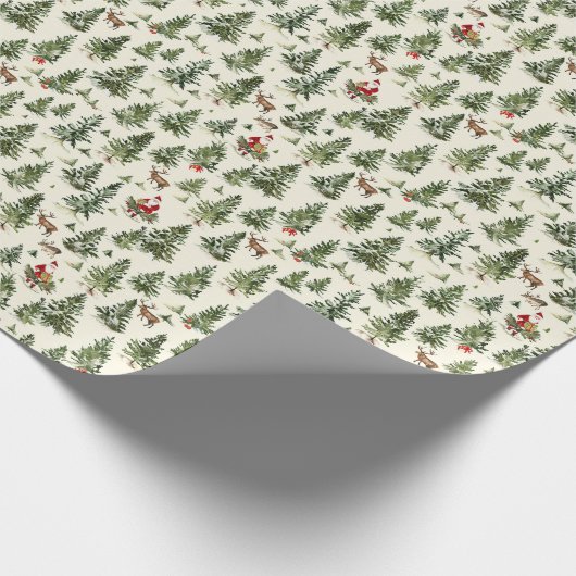 Groene kerstbomen, sinterklaas en rendieren cadeaupapier (Hoek)