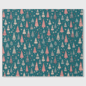 Groene Kerstbomen Sneeuwvlokken Groene Kerstmis Cadeaupapier (Vlak)