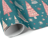 Groene Kerstbomen Sneeuwvlokken Groene Kerstmis Cadeaupapier (Rol Hoek)