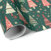 Groene Kerstbomen Sneeuwvlokken Groene Kerstmis Cadeaupapier (Rol Hoek)