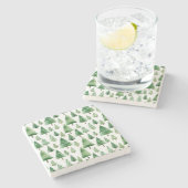 Groene kerstbomen stenen onderzetter (Zijkant)