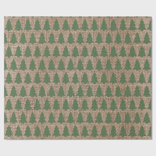 Groene kerstbomen - Tan Burlap textuur Cadeaupapier (Vlak)