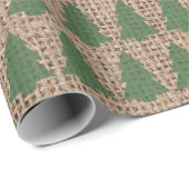 Groene kerstbomen - Tan Burlap textuur Cadeaupapier (Rol Hoek)