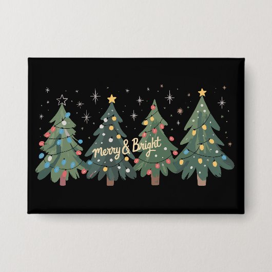 Groene Kerstbomen Vakantie Kerstmis  Button (Voorkant)