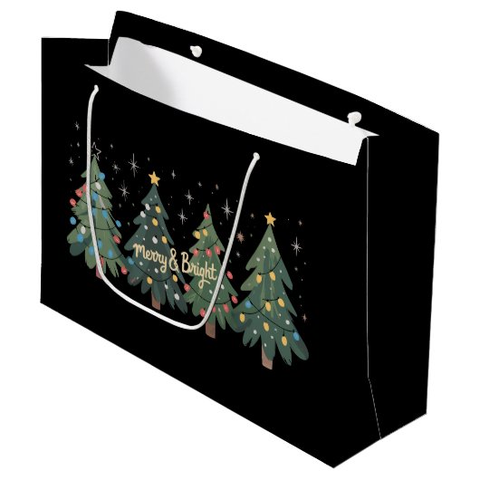 Groene Kerstbomen Vakantie Kerstmis Groot Cadeauzakje (Voorkant Gekanteld)